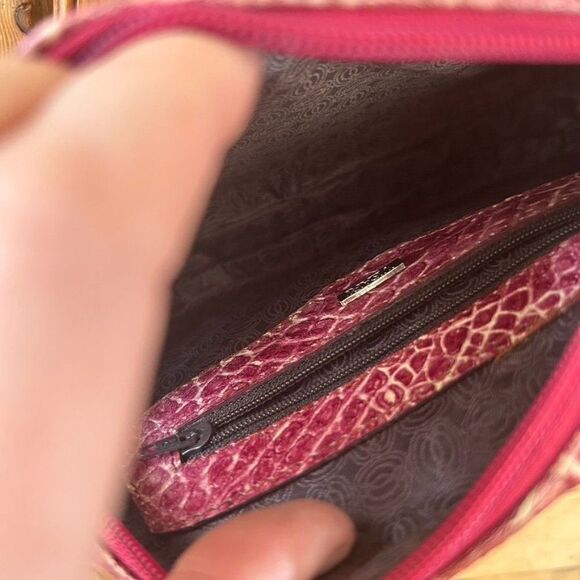 Veari Crocodile‎ Leather Chain Strap Bag Cross Body Purse Brown Pink W/ Dust Bag - Picture 11 of 16